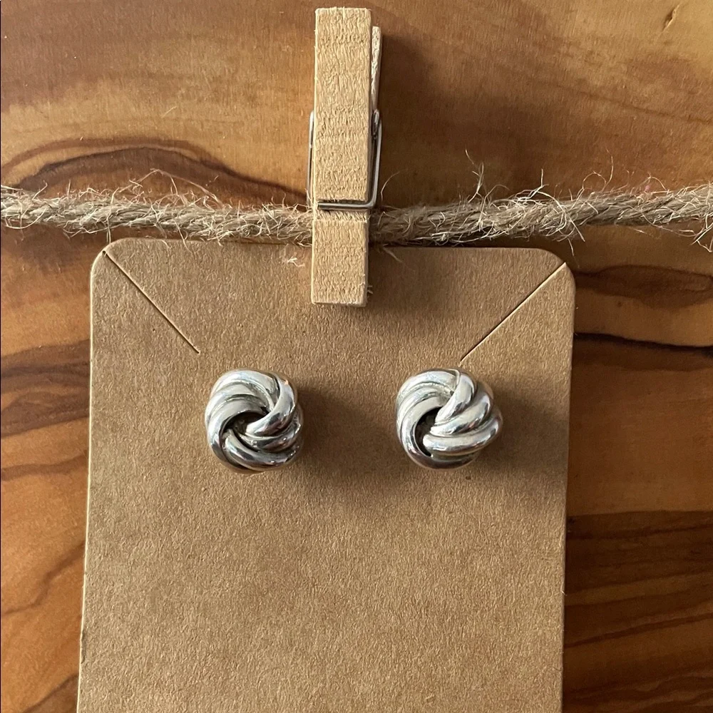 Elegant Sterling Silver Love Knot Stud Earrings